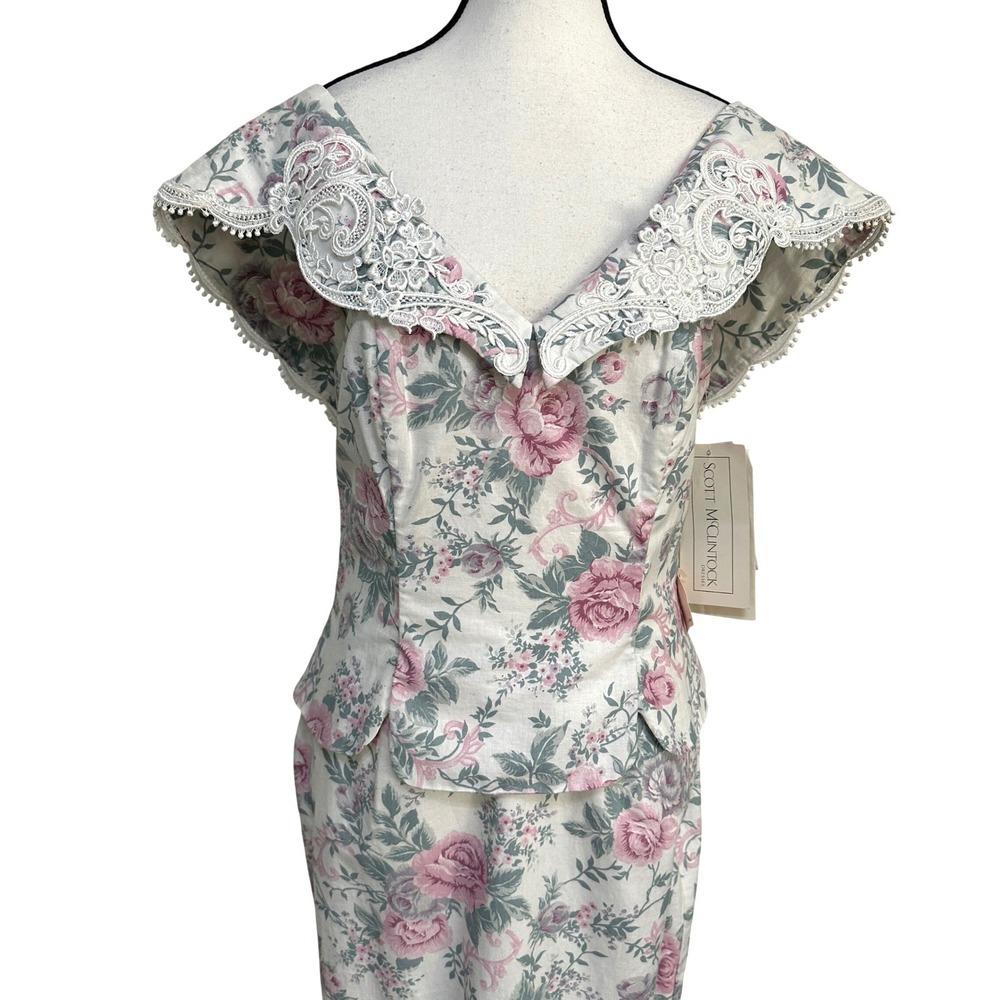 NWT 1991 Scott McClintock Floral Dress Sz 10 Cottagecore Romantic Coquette Gown - Picture 2 of 16